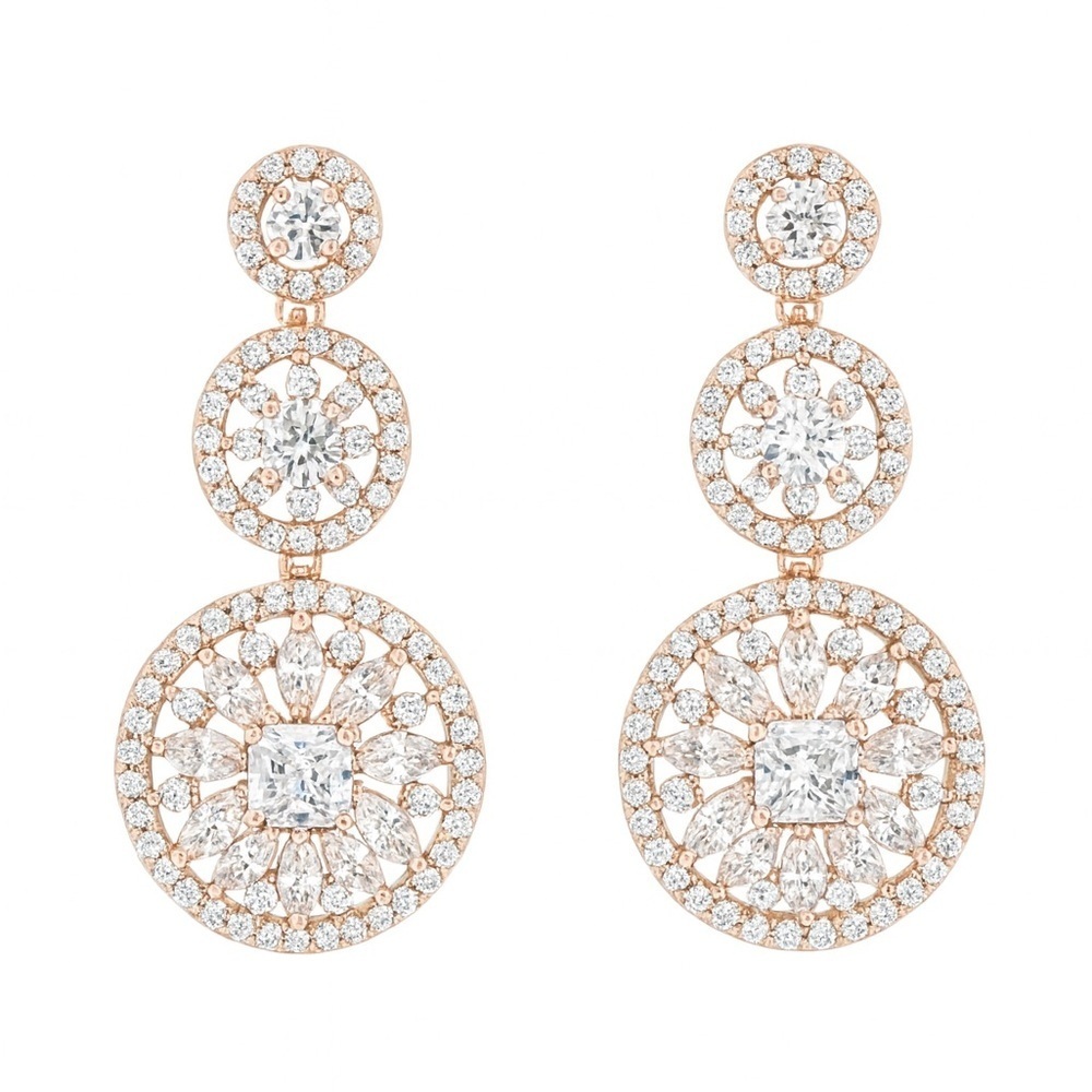 Classic Rose Gold  Earrings With Zirconia